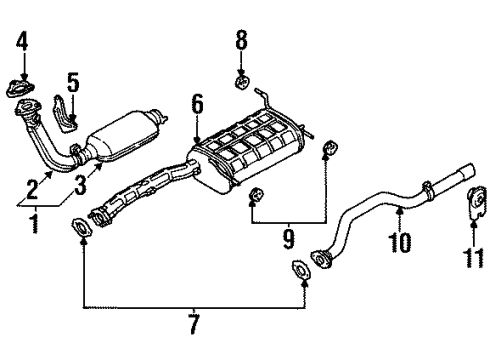 1998 Kia Sportage Exhaust Components Front Pipe Assembly Diagram for 0K0YC40500