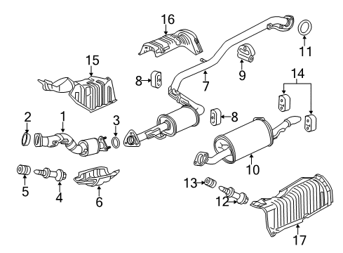 2011 Honda Insight Exhaust Components Pipe B, Exhuast Diagram for 18220-TM8-003