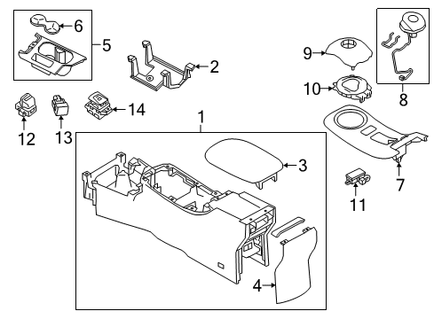 2019 Nissan Leaf Gear Shift Control - AT Transmission Control Device Assembly Diagram for 34901-5SA0A
