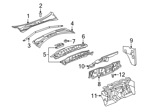 2009 Chrysler Aspen Cowl Panel-COWL Top Diagram for 55078109AI