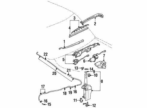 1995 Lexus LS400 Wiper & Washer Components Joint, Elbow Washer Diagram for 85355-32110