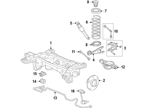 2014 Honda Pilot Rear Suspension Components, Lower Control Arm, Upper Control Arm, Stabilizer Bar Spring, Rear Diagram for 52441-SZA-R31