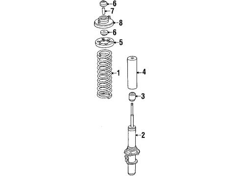 1988 Honda Civic Struts & Components - Front Shock Absorber Unit, Right Front (Showa) Diagram for 51605-SH9-014
