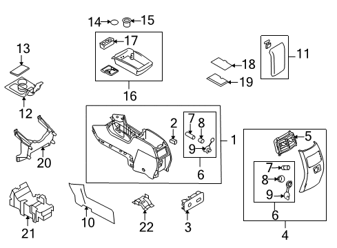 2009 Lincoln MKX Console Door Assembly Diagram for 8A1Z-7806024-AD