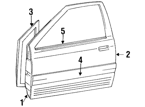 1993 Nissan NX Door & Components, Exterior Trim Moulding-Front Door, LH Diagram for 80871-61Y02