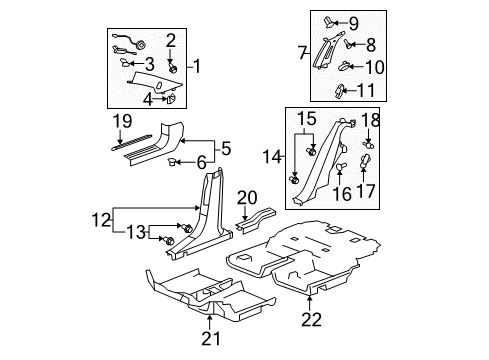 2009 Saturn Aura Interior Trim - Pillars, Rocker & Floor Lock Pillar Trim Diagram for 25946442