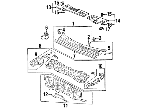 1997 Acura CL Cowl Dashboard (Upper) Diagram for 61100-SY8-A10ZZ