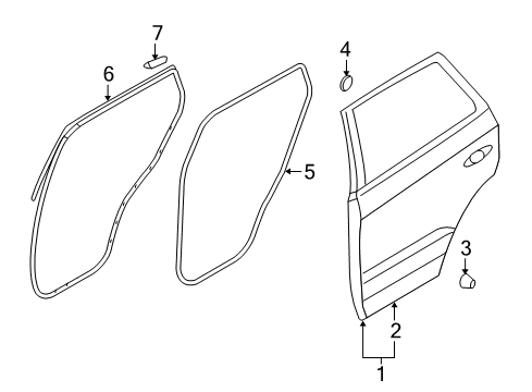 2011 Hyundai Santa Fe Rear Door Rear Left-Hand Door Module Panel Assembly Diagram for 83471-0W000