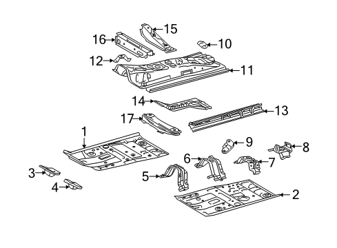 2010 Scion xD Pillars, Rocker & Floor - Floor & Rails Center Floor Pan Diagram for 58113-52901