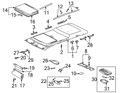 2001 Toyota Sequoia Interior Trim - Roof Bulb Diagram for 00234-00192
