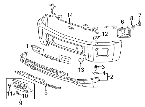 2015 Chevrolet Silverado 3500 HD Front Bumper Harness Diagram for 23261392