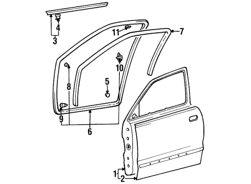 1998 Hyundai Accent Door & Components Weatherstrip Assembly-Front Door Opening, LH Diagram for 82110-22210-IA