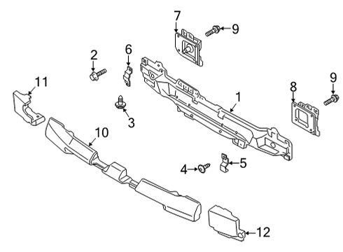 2022 Genesis G90 Bumper & Components - Rear Bracket-RR Beam UPR MTG Diagram for 86633-D2500