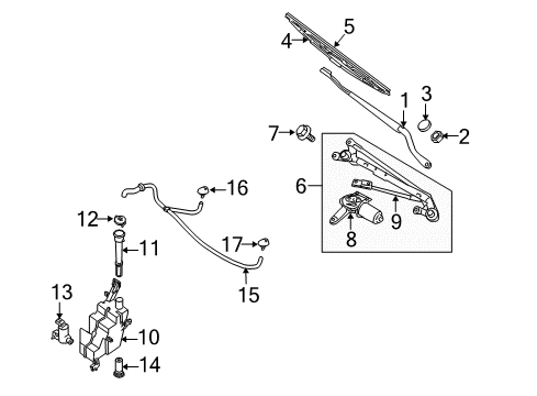 2009 Nissan Quest Wiper & Washer Components Window Wiper Blade Assembly Diagram for 28890-ZF01A