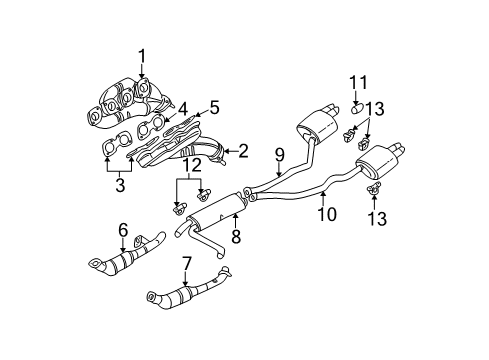 2002 BMW X5 Exhaust Components Tailpipe Trim Diagram for 18107512709