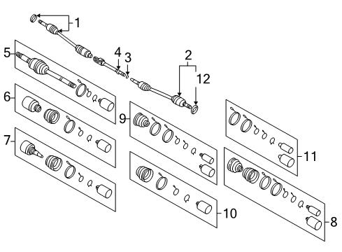 2003 Kia Sedona Anti-Lock Brakes Boot Set-Out Joint Diagram for 0K52Y22530