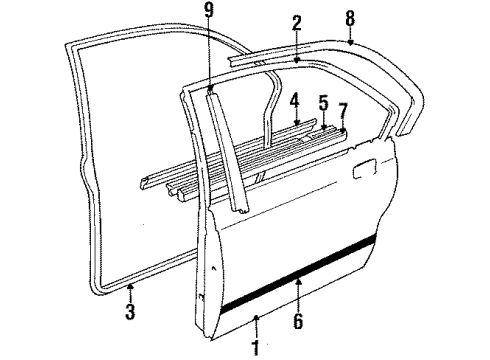 1985 BMW 735i Rear Door Chest Strip, Left Rear Diagram for 51221886505