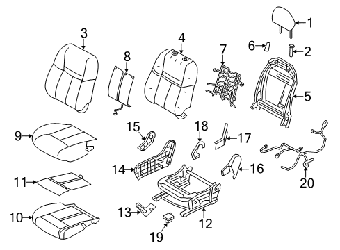 2022 Nissan Rogue Sport Passenger Seat Components Trim Assy-Cushion, Front Seat RH Diagram for 87320-6MA0A