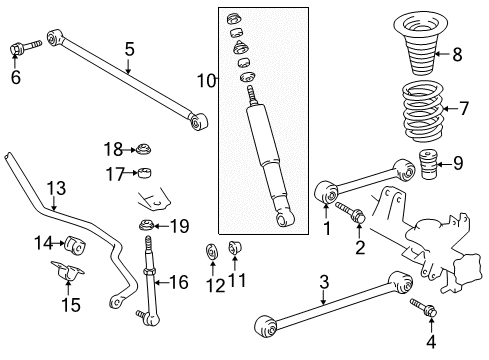 1996 Toyota 4Runner Rear Suspension Components, Lower Control Arm, Upper Control Arm, Stabilizer Bar Lower Control Arm Diagram for 48720-35030