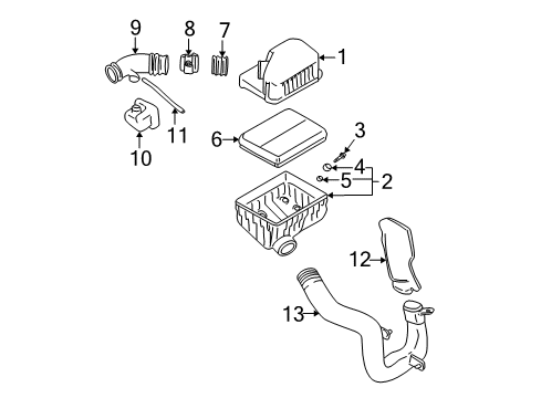 2004 Hyundai Santa Fe Powertrain Control Hose-Air Intake Diagram for 28138-26050