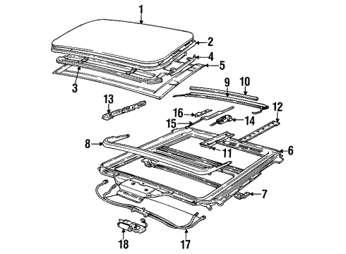 1995 BMW 840Ci Sunroof Covering Left Diagram for 54138108337