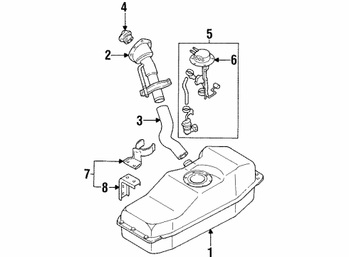 1995 Nissan Pickup Fuel Supply Fuel Tank Assembly Diagram for 17202-0S200