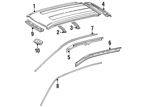 1993 Toyota Corolla Roof & Components Drip Molding Diagram for 75552-13100