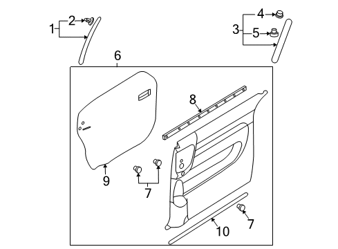 2006 Kia Sedona Interior Trim - Side Loading Door WEATHERSTRIP-Rear Door Belt Inside Diagram for 833414D000