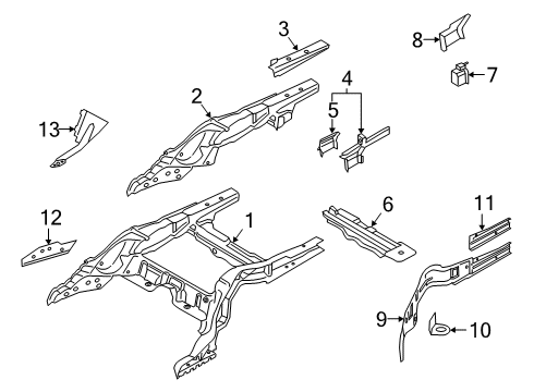 2022 BMW M850i xDrive Rear Floor & Rails Luggage Compartment Pan Diagram for 41007431362