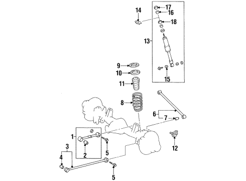 1997 Toyota Land Cruiser Rear Suspension Components, Lower Control Arm, Upper Control Arm, Stabilizer Bar Rear Spring Bumper Sub-Assembly Diagram for 48306-60090