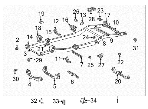 1999 Toyota 4Runner Frame & Components Bracket, Fuel Tank Band Diagram for 77614-35030