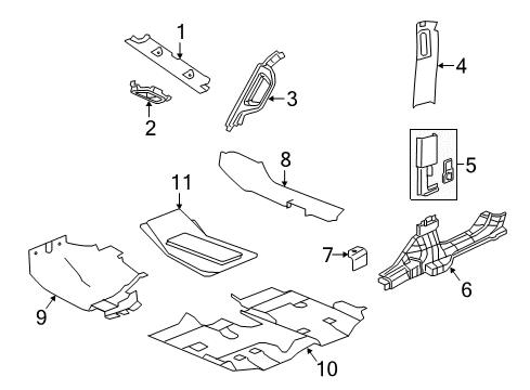 2021 Jeep Wrangler Interior Trim - Pillars Floor Diagram for 6BP46TX7AE