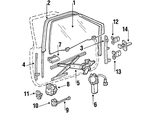 1989 Acura Integra Door & Components Lock Assembly, Right Front Power Door Diagram for 75410-SE7-A12