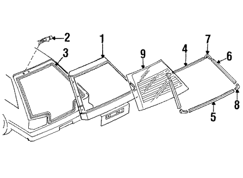 1989 Nissan Sentra Lift Gate & Hardware, Glass, Exterior Trim Hinge Assy-Back Door Diagram for 90400-55A00