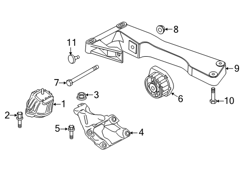 2016 BMW 328d Engine & Trans Mounting Engine Mount Bracket Right Diagram for 22116855822