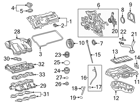 2015 Toyota Highlander Filters Filter Element Diagram for 17801-0P070