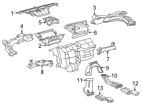 2018 Toyota Prius Prime Ducts Defroster Duct Diagram for 55085-47010