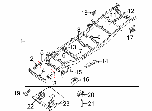 2012 Nissan Titan Frame & Components Member Assembly - Cross, 9TH Diagram for 51090-7S030