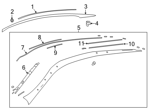 2019 Lexus LC500h Exterior Trim - Roof GARNISH Sub-Assembly, Roof Side Diagram for 75055-11010