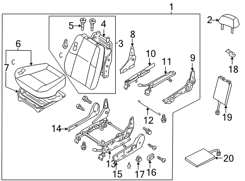 1997 Nissan Pathfinder Heated Seats Cushion Assy-Front Seat Diagram for 87300-0W000