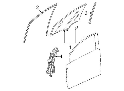 2009 Honda Civic Front Door - Glass & Hardware Channel, Left Front Door Run Diagram for 72275-SNA-A21