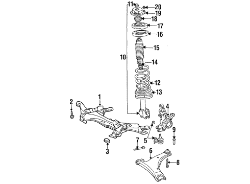 1994 Toyota Celica Front Suspension Components, Lower Control Arm, Stabilizer Bar Dust Cover Diagram for 48559-20080