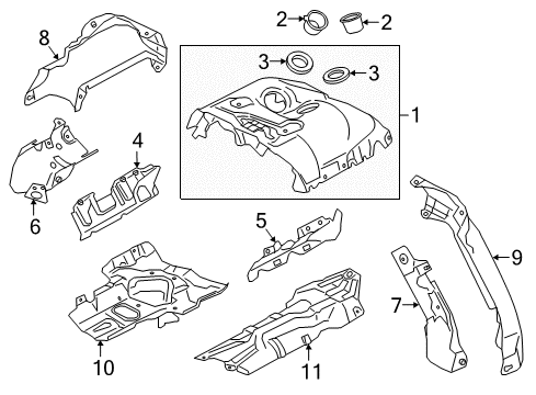 2018 BMW 750i xDrive Turbocharger Heat Protection Left Diagram for 11658601905