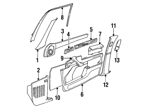 1989 BMW 735i Interior Trim Covering Apron Left Diagram for 51438114583