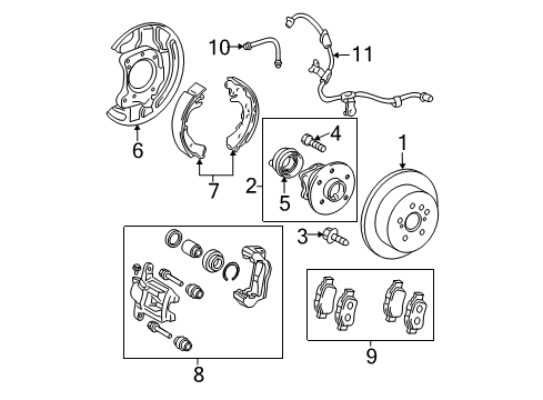 2008 Scion tC Rear Brakes Splash Shield Diagram for 46504-21010