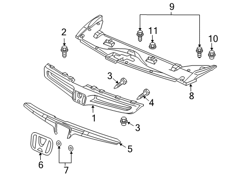 2006 Honda Accord Grille & Components Screw, Tapping (4X10) Diagram for 93903-44220