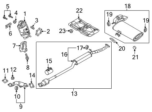 2018 Hyundai Tucson Exhaust Components Front Muffler Assembly Diagram for 28610-D3540