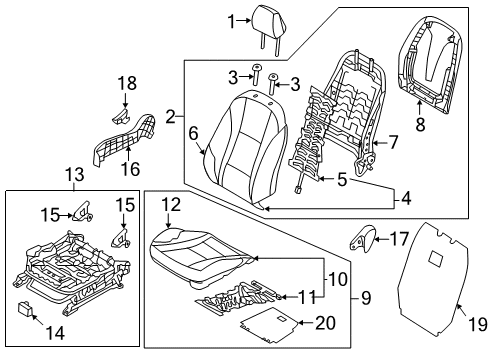 2014 Hyundai Elantra GT Passenger Seat Components Cover Assembly-Front Back(Passenger) Diagram for 88490-A5500-RY