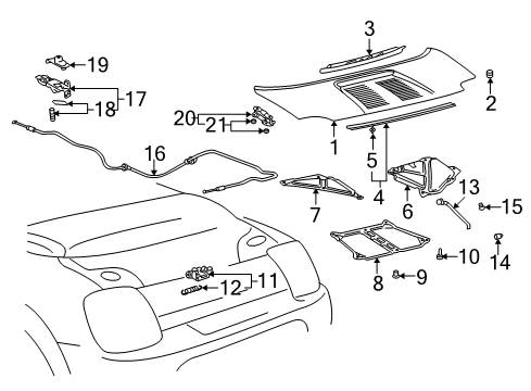 2004 Toyota MR2 Spyder Rear Compartment Release Cable Diagram for 69307-17091