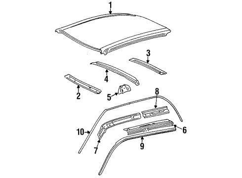 1997 Toyota Tercel Roof & Components, Exterior Trim Drip Molding Diagram for 75552-16221